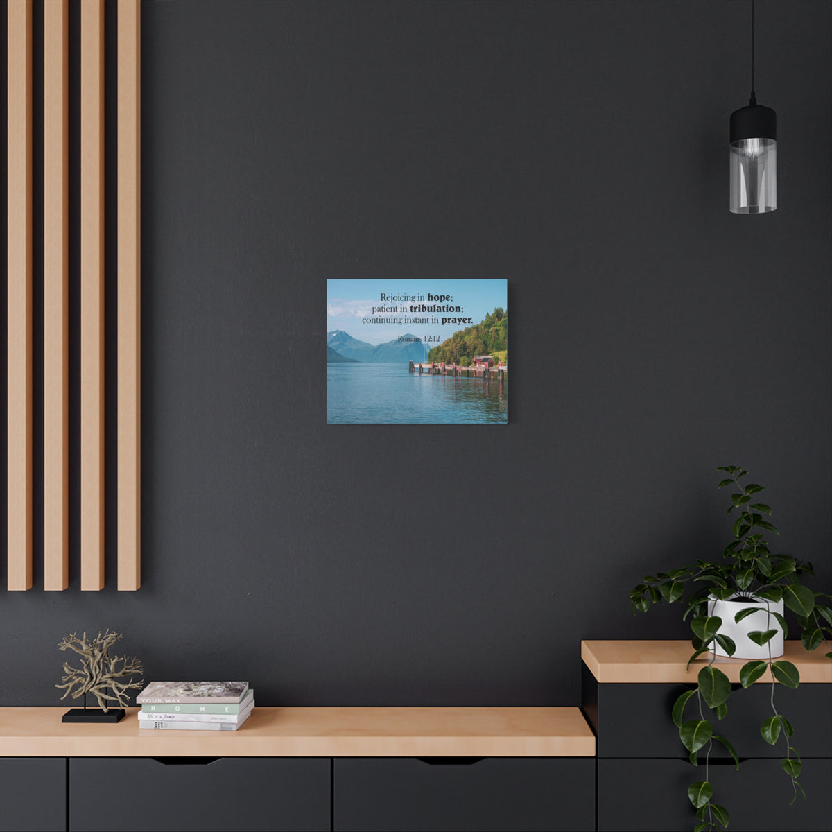 Scripture Canvas Rejoicing in Hope Romans 12:12 Christian Wall Art Bible Verse Print Ready to Hang
