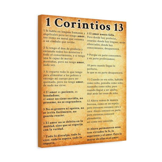 Scripture Walls 1 Corintios 13 Gold Bible Verse Canvas Christian Wall Art Ready to Hang Unframed
