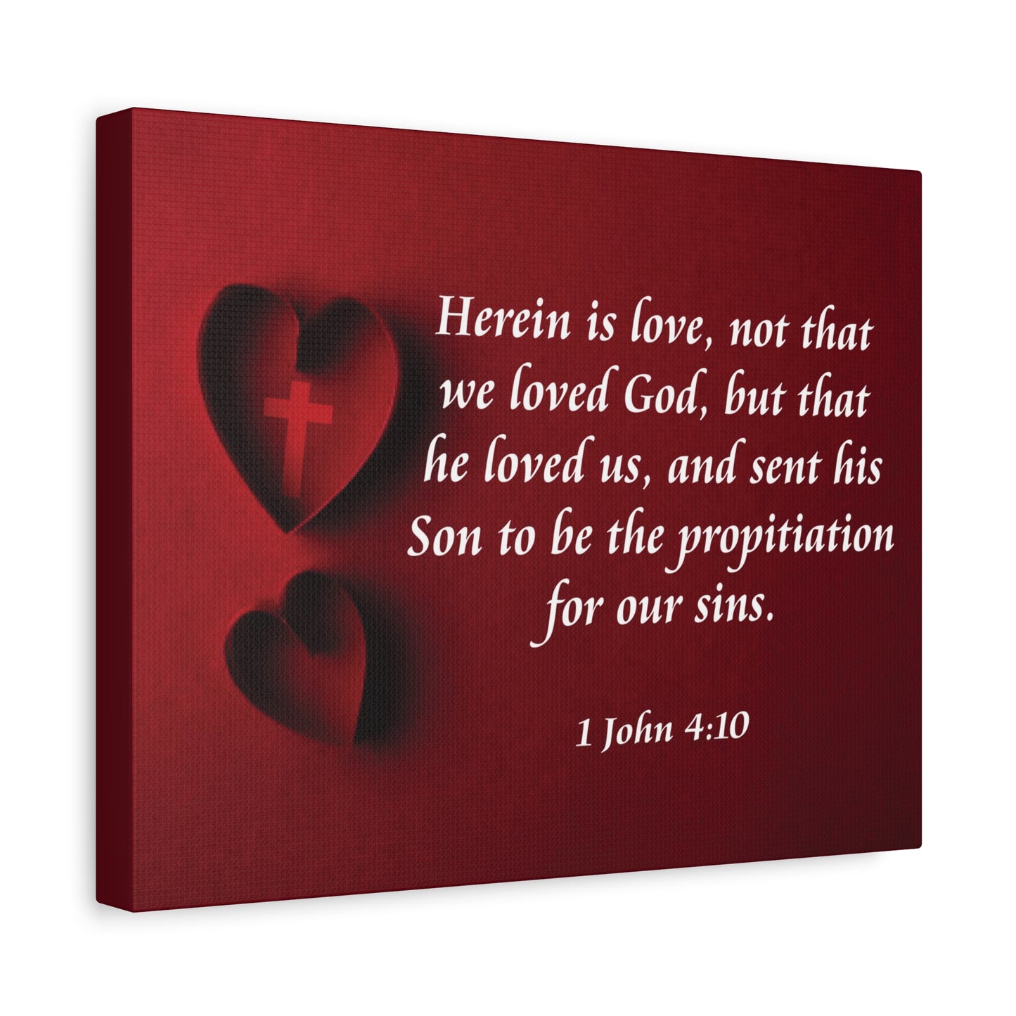 Bible Verse Canvas Herein is Love 1 John 4:10 Christian Home Décor Wall Art Scripture Ready to Hang Faith Print