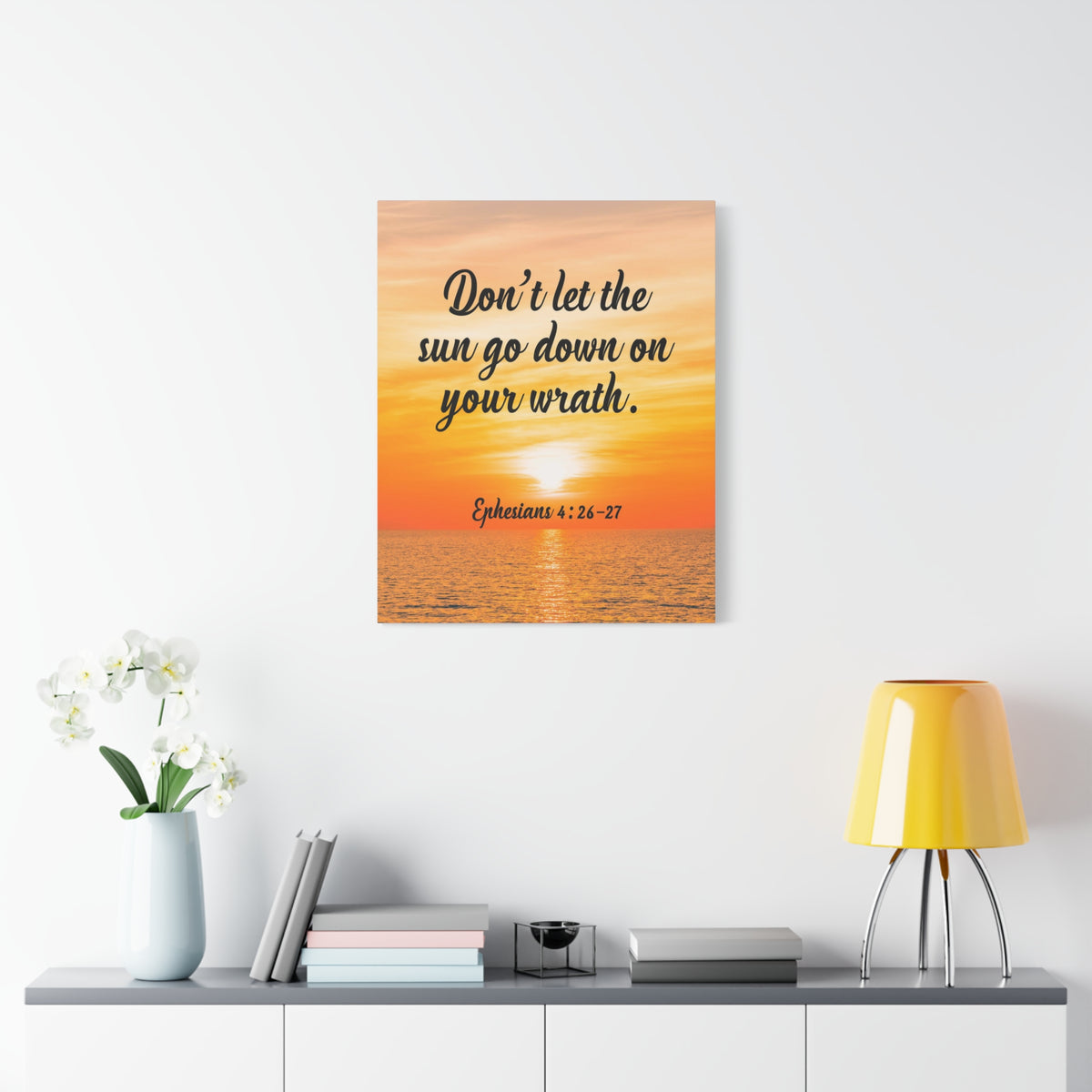 Scripture Canvas Don't Let The Sun Go Down Ephesians 4:26-27 Christian Wall Art Bible Verse Print Ready to Hang