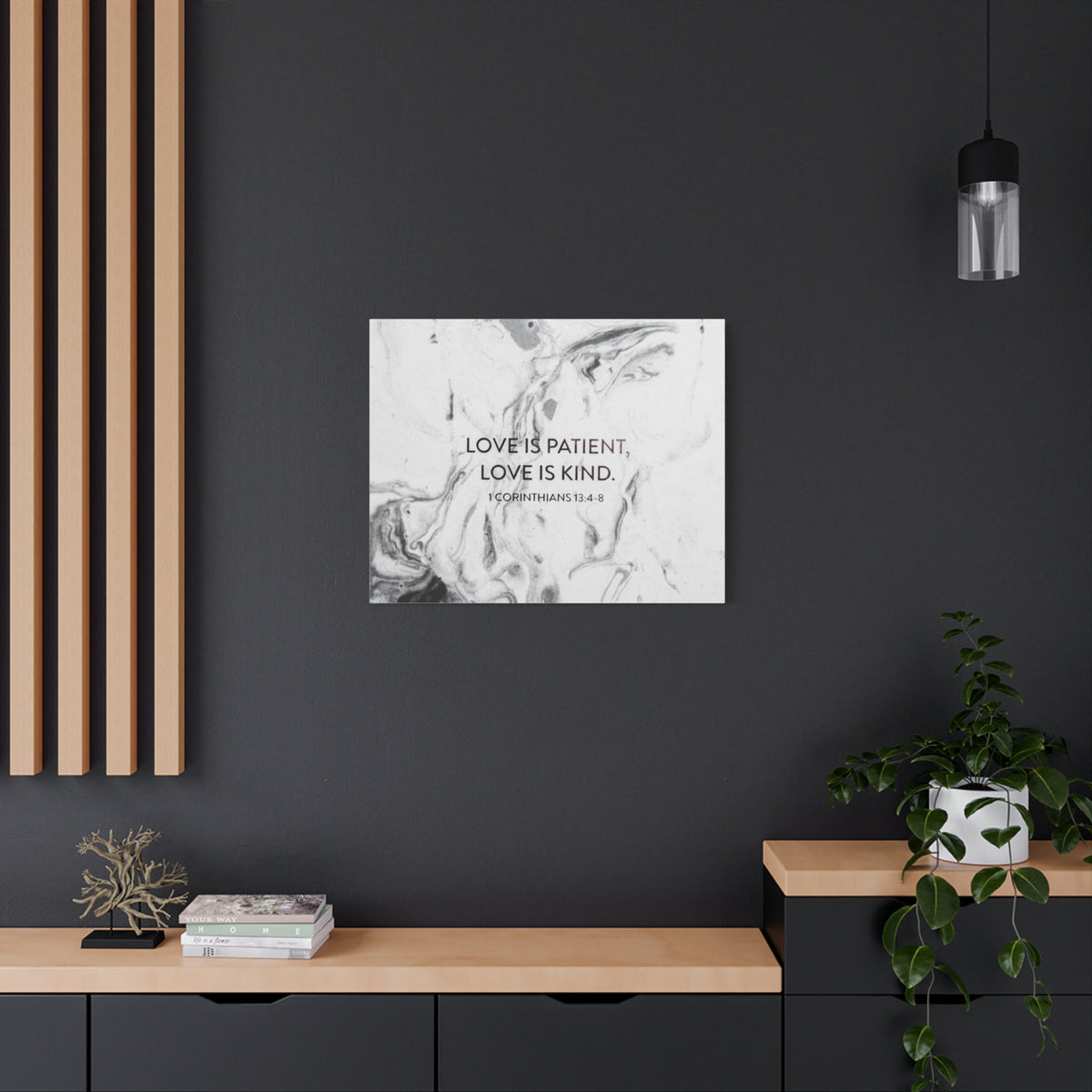 Scripture Canvas Love Is Patient 1 Corinthians 13:4-8 Christian Wall Art Bible Verse Print Ready to Hang