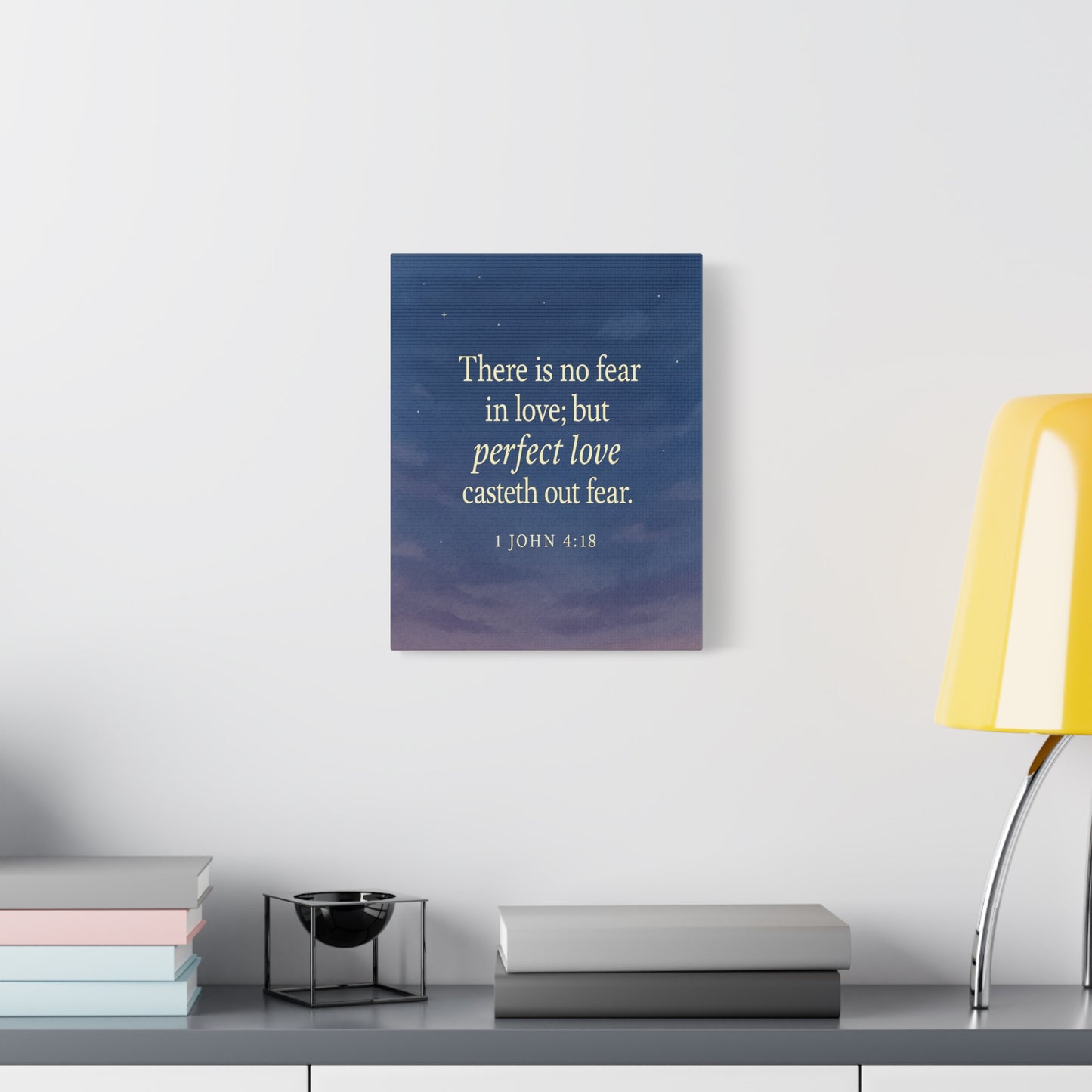 Bible Verse Canvas 1 John 4:18 Christian Home Décor Wall Art Scripture Ready to Hang Faith Print