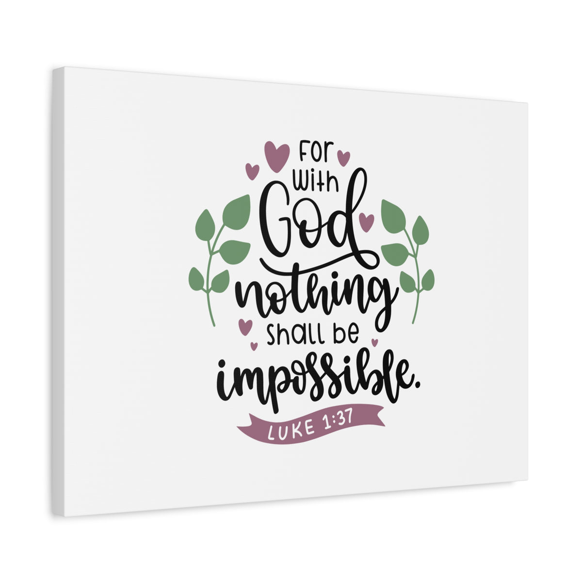 Scripture Canvas For With God Luke 1:37 Christian Wall Art Bible Verse Print Ready to Hang