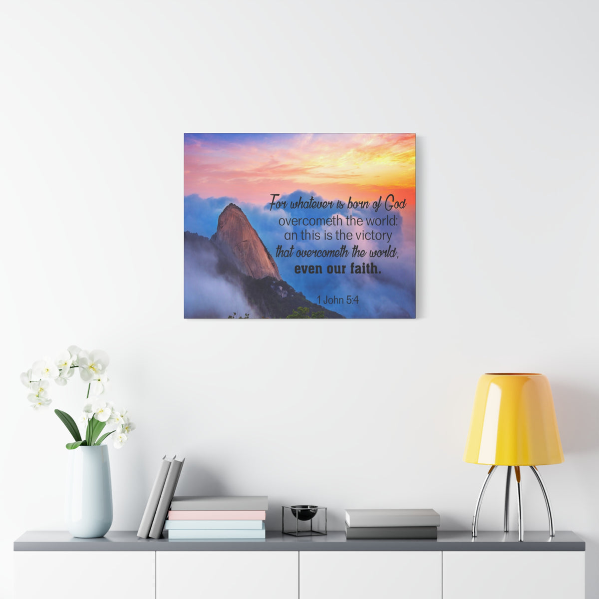 Scripture Canvas Born of God 1 John 5:4 Christian Wall Art Bible Verse Print Ready to Hang