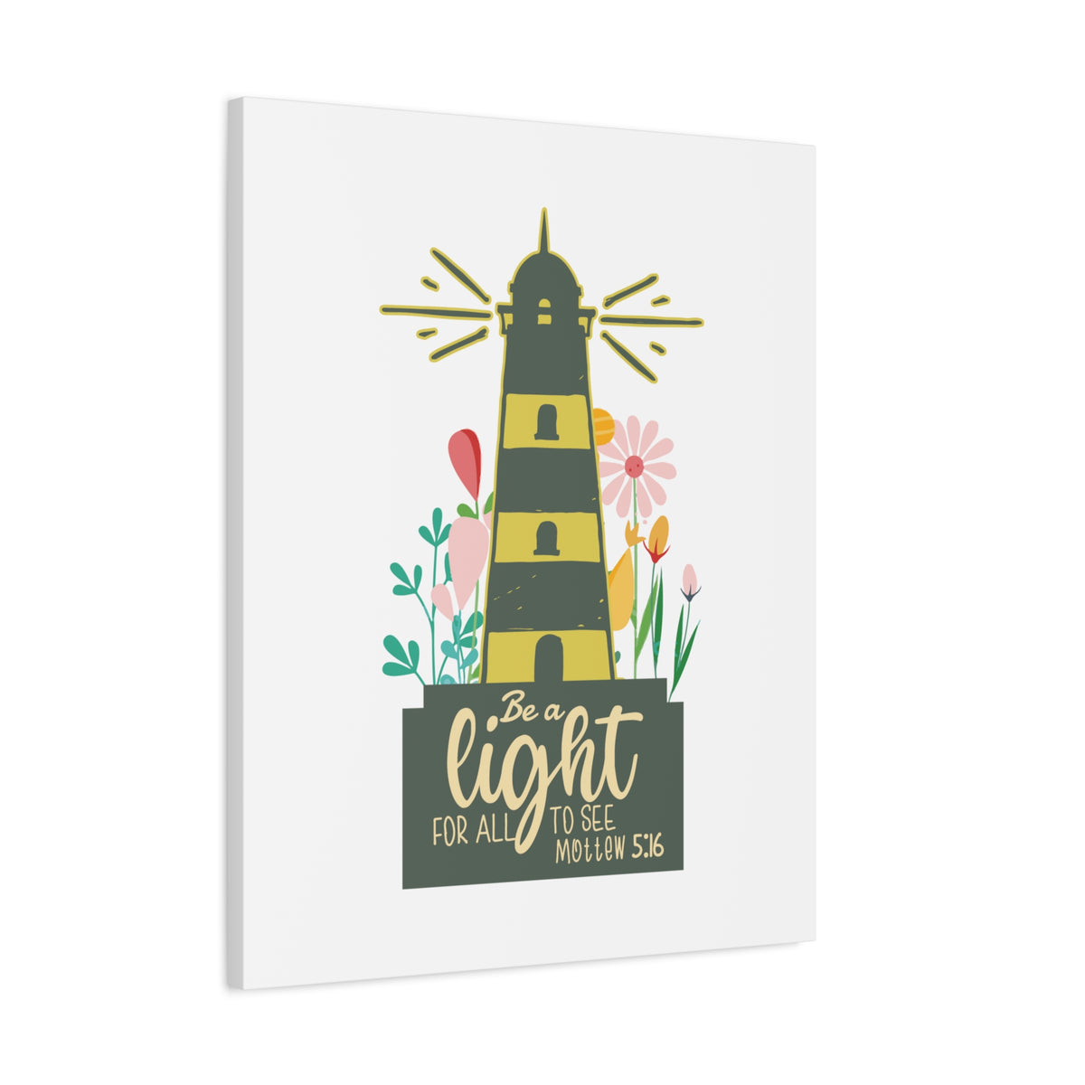 Scripture Canvas Be A Light Matthew 5:16 Christian Wall Art Bible Verse Print Ready to Hang