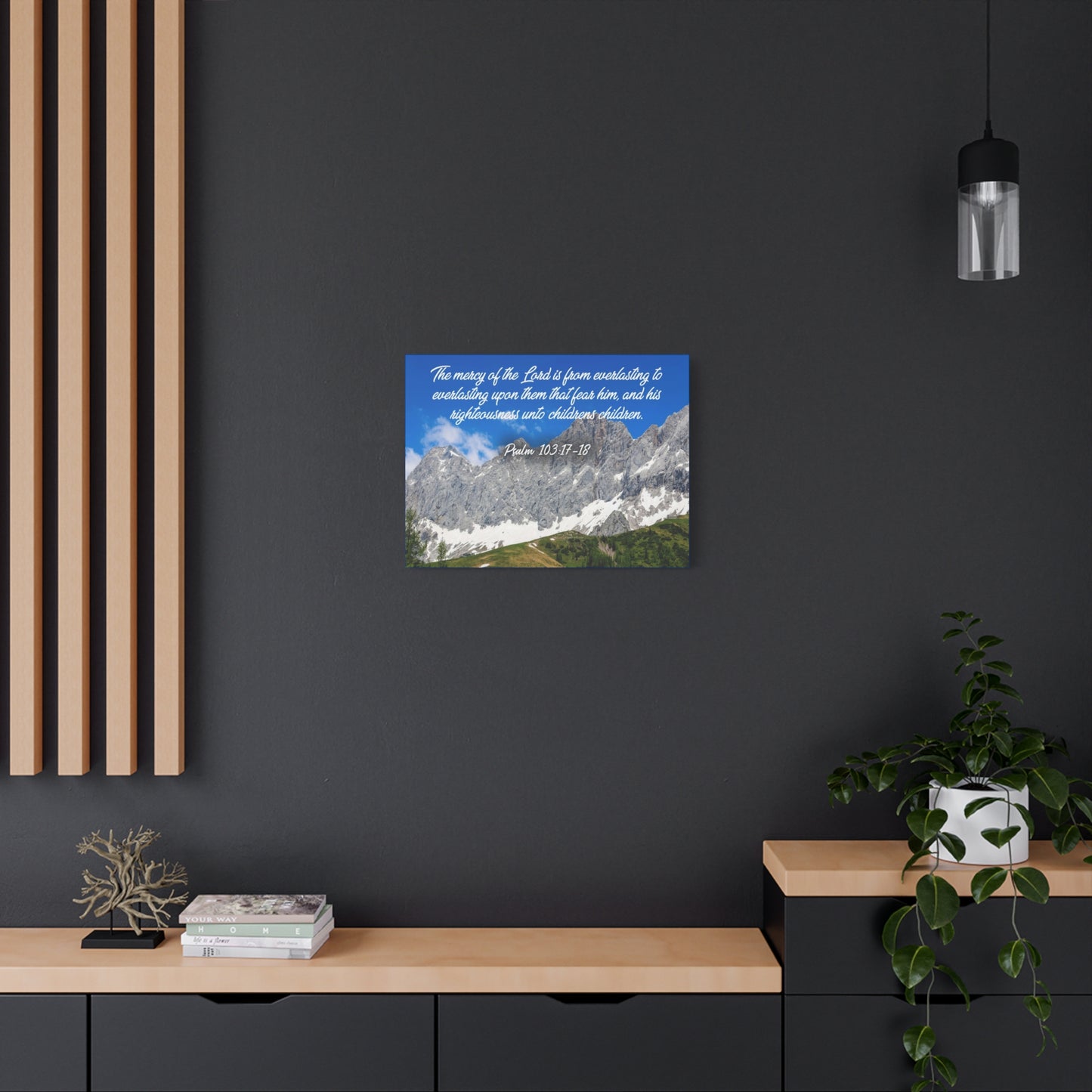 Scripture Canvas The Mercy of The Lord Psalm 103:17-18 Christian Wall Art Bible Verse Print Ready to Hang