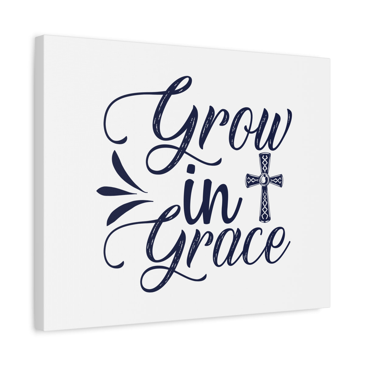 Scripture Canvas Grow In Grace 2 Peter 3:18 Ornamental Cross Christian Wall Art Bible Verse Print Ready to Hang