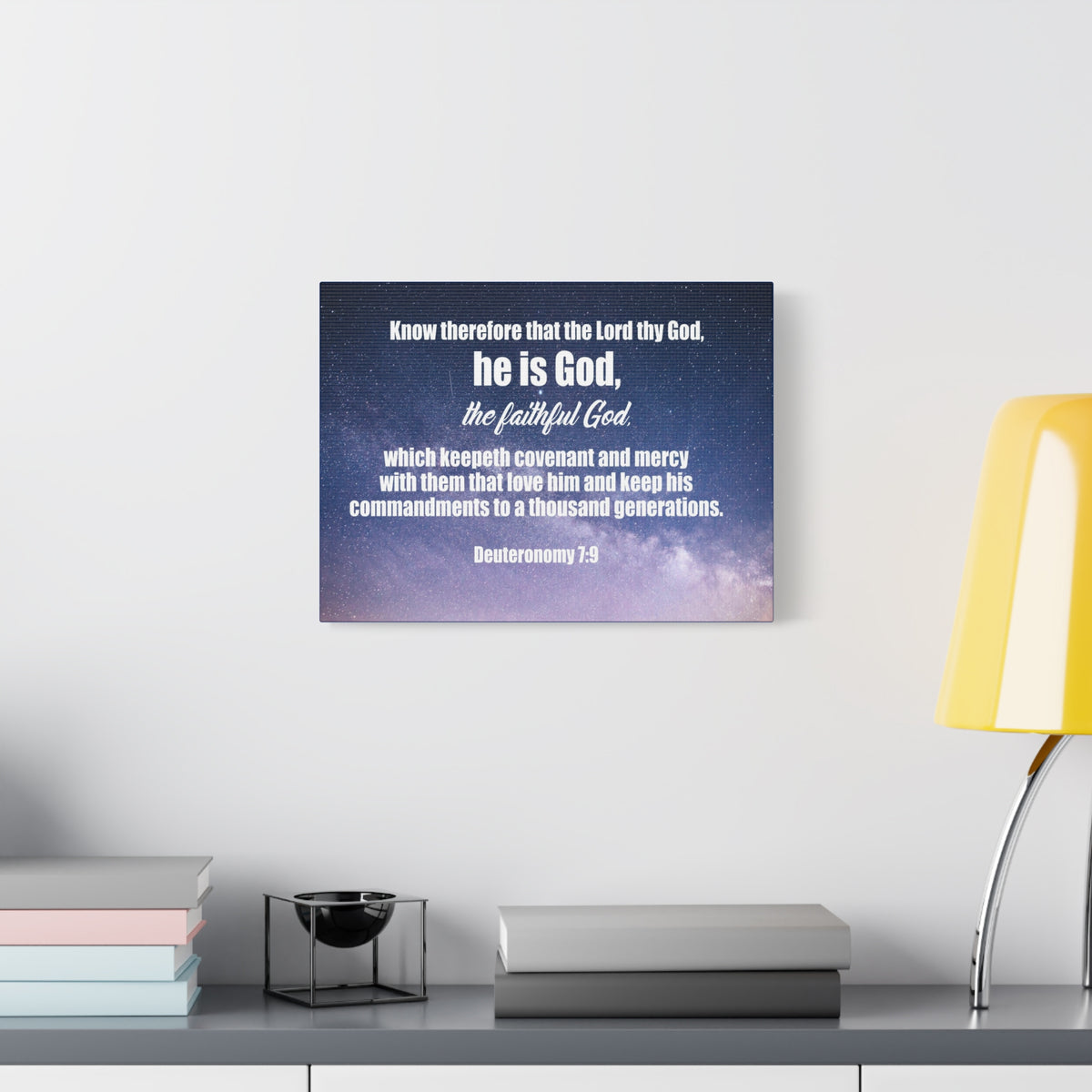 Scripture Canvas The Faithful God Deuteronomy 7:9 Christian Wall Art Bible Verse Print Ready to Hang