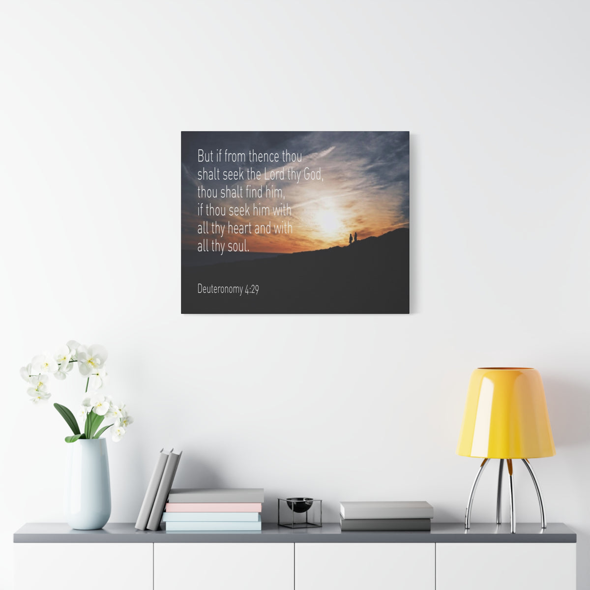 Scripture Canvas Lord Thy God Deuteronomy 4:29 Christian Wall Art Bible Verse Print Ready to Hang