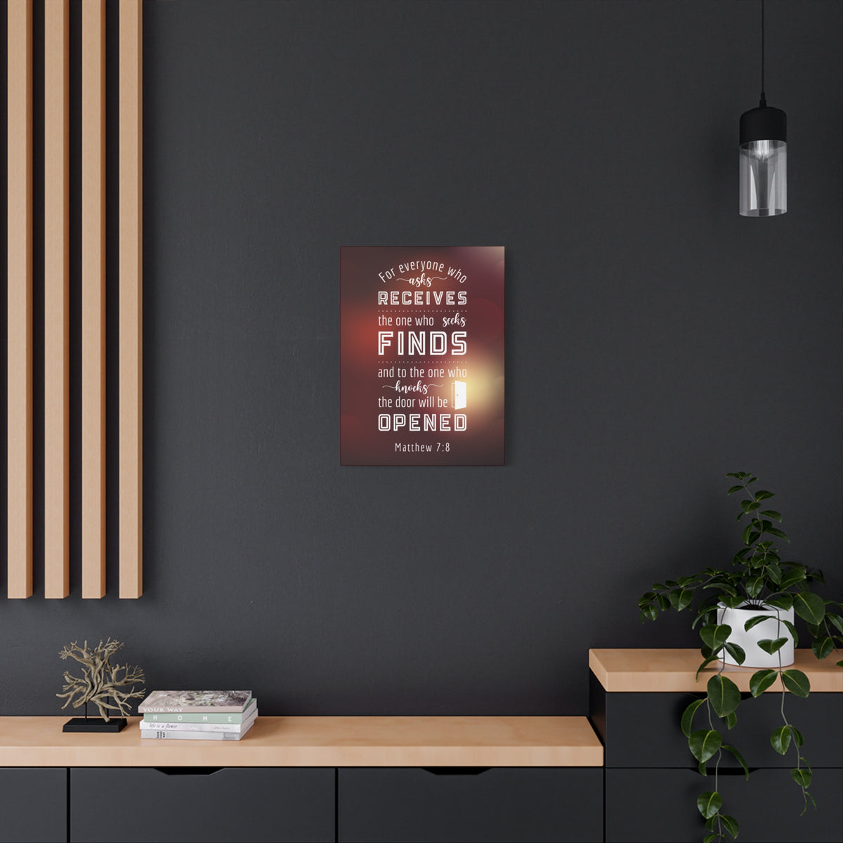 Scripture Canvas The One Who Seeks Matthew 7:8 Christian Wall Art Bible Verse Print Ready to Hang