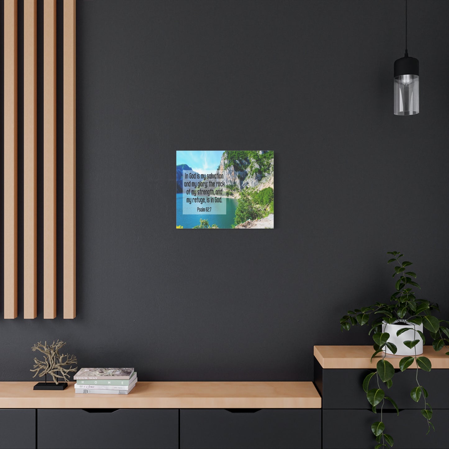 Scripture Canvas In God is My Salvation Psalm 62:7 Christian Wall Art Bible Verse Print Ready to Hang