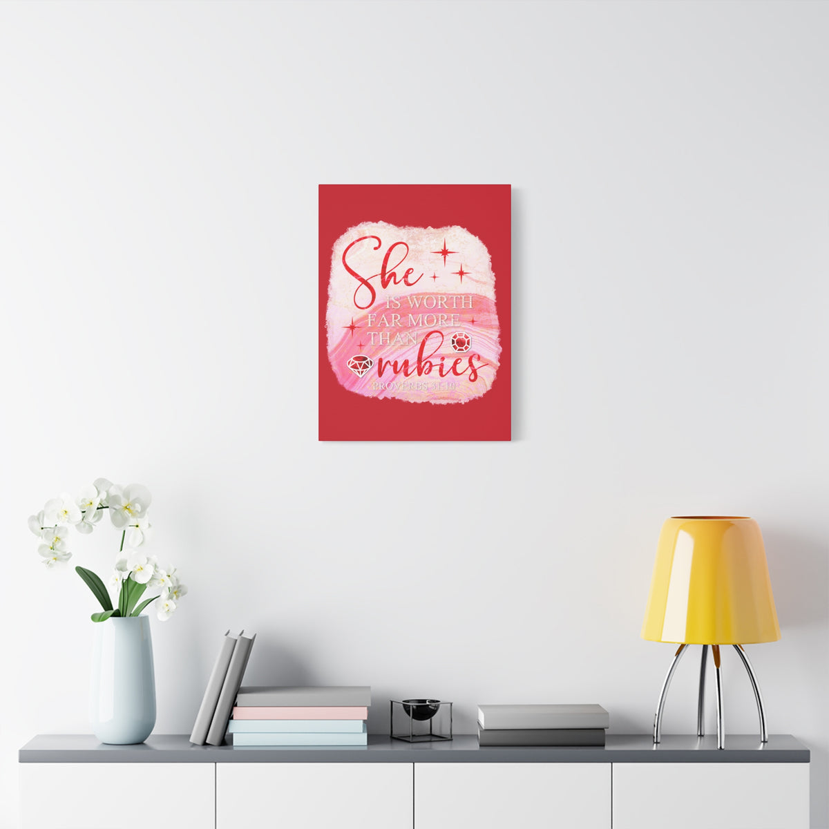 Scripture Walls Rubies Proverbs 31:10 Bible Verse Canvas Christian Wall Art Ready to Hang Unframed