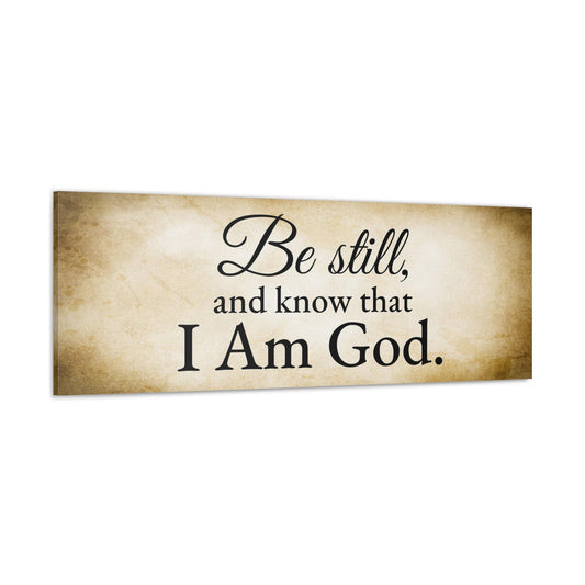 Scripture Walls Be Still Psalm 46:10 Gold Bible Verse Canvas Christian Wall Art Ready to Hang Unframed-Express Your Love Gifts