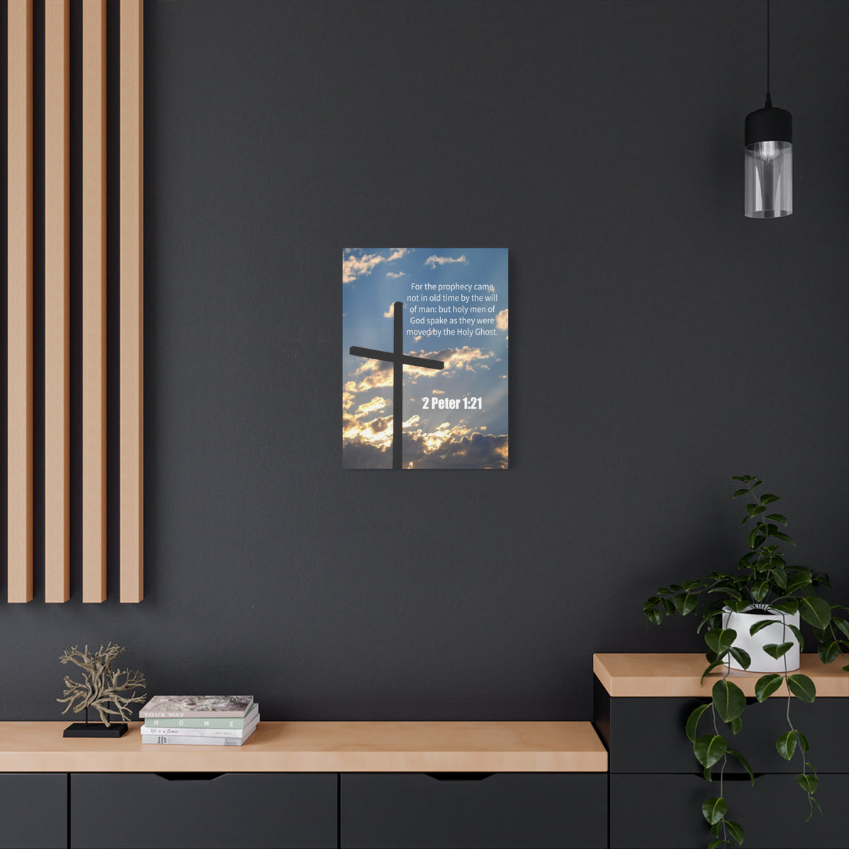 Scripture Canvas God Spake 2 Peter 1:21 Christian Wall Art Bible Verse Print Ready to Hang