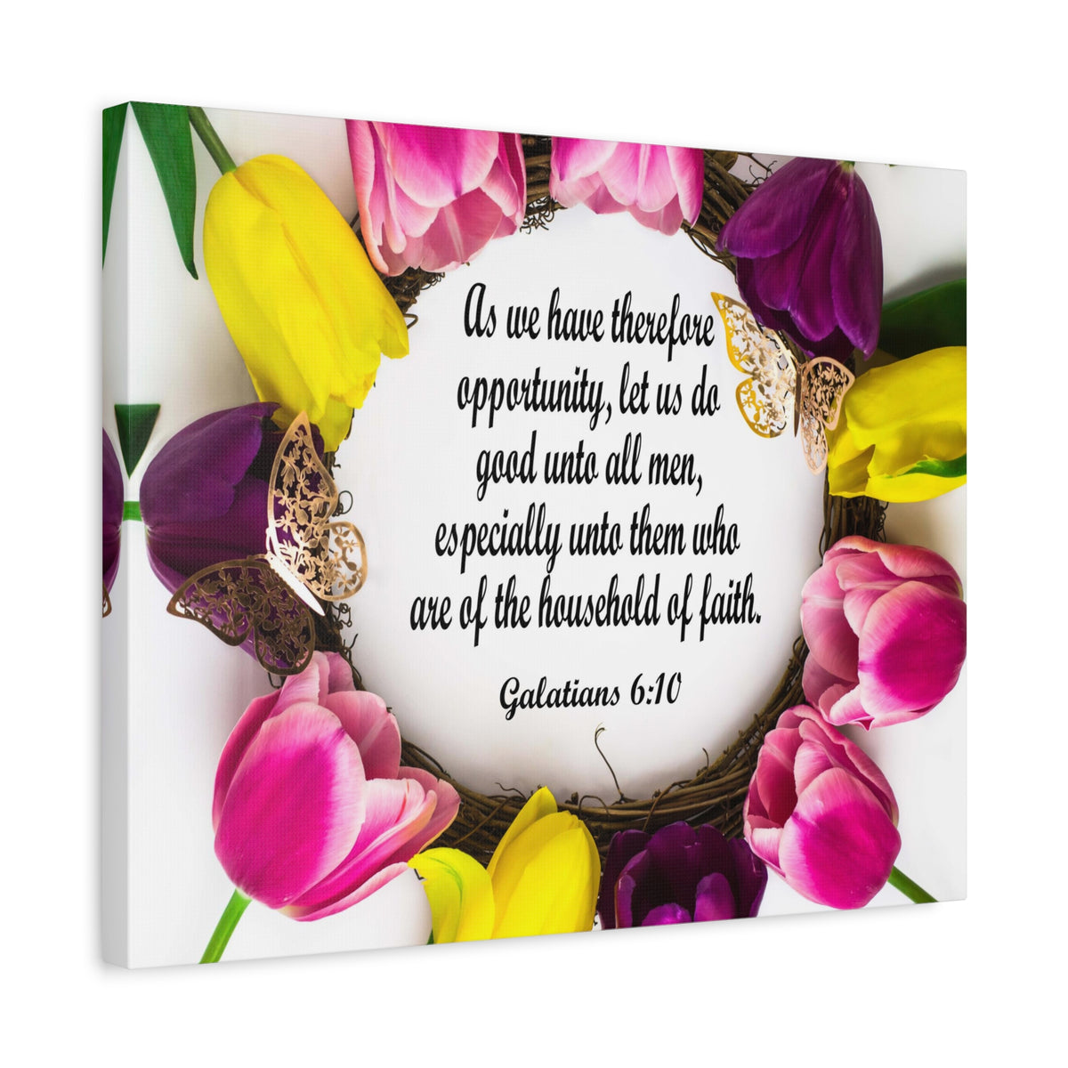 Scripture Canvas Household of Faith Galatians 6:10 Christian Wall Art Bible Verse Print Ready to Hang