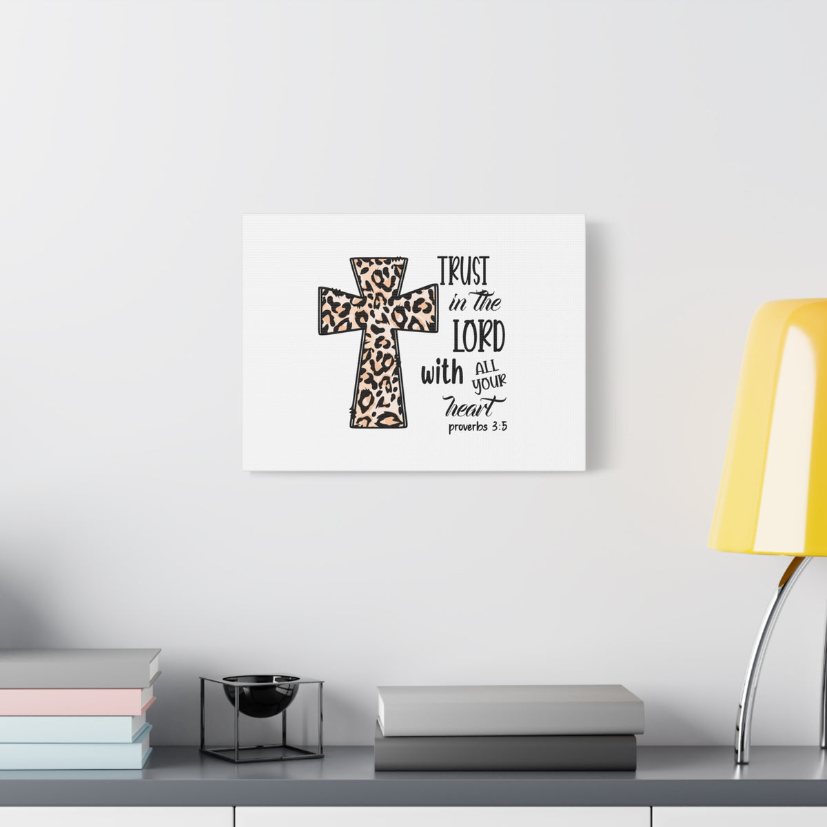 Scripture Canvas Trust In The Lord Proverbs 3:5 Leopard Pattern Christian Wall Art Bible Verse Print Ready to Hang