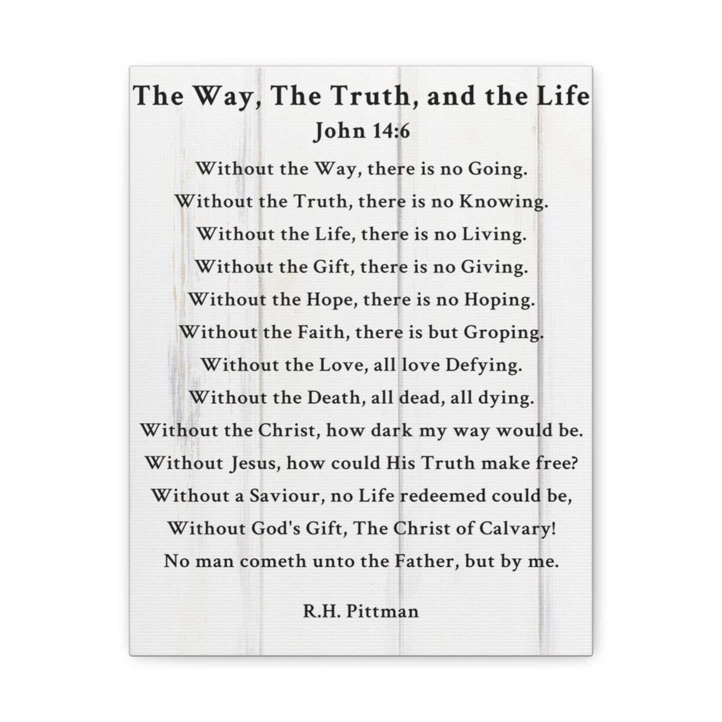 Way Truth Life John 14:6 White Bible Verse Canvas Christian Wall Art Ready to Hang Unframed