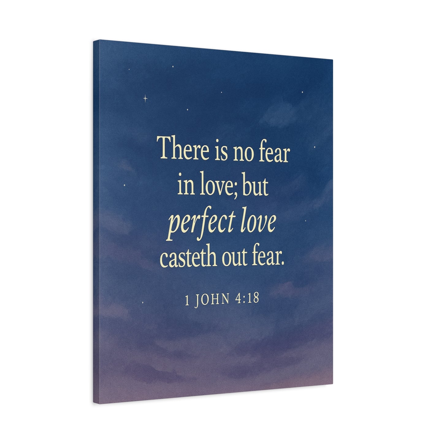 Bible Verse Canvas 1 John 4:18 Christian Home Décor Wall Art Scripture Ready to Hang Faith Print