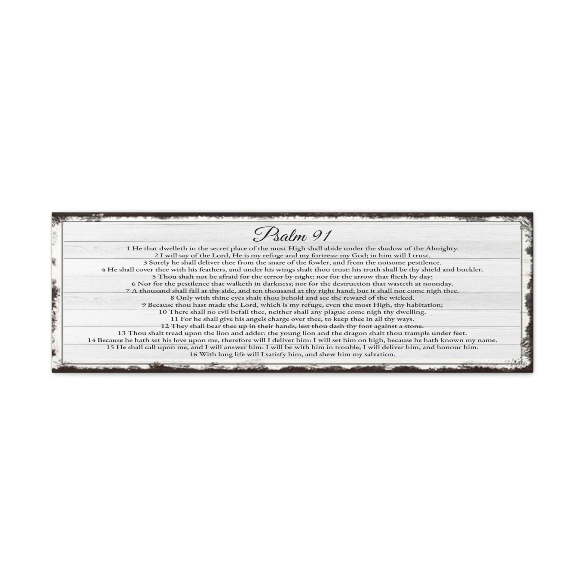 Scripture Walls Psalm 91 English Landscape White Bible Verse Canvas Christian Wall Art Ready to Hang Unframed-Express Your Love Gifts