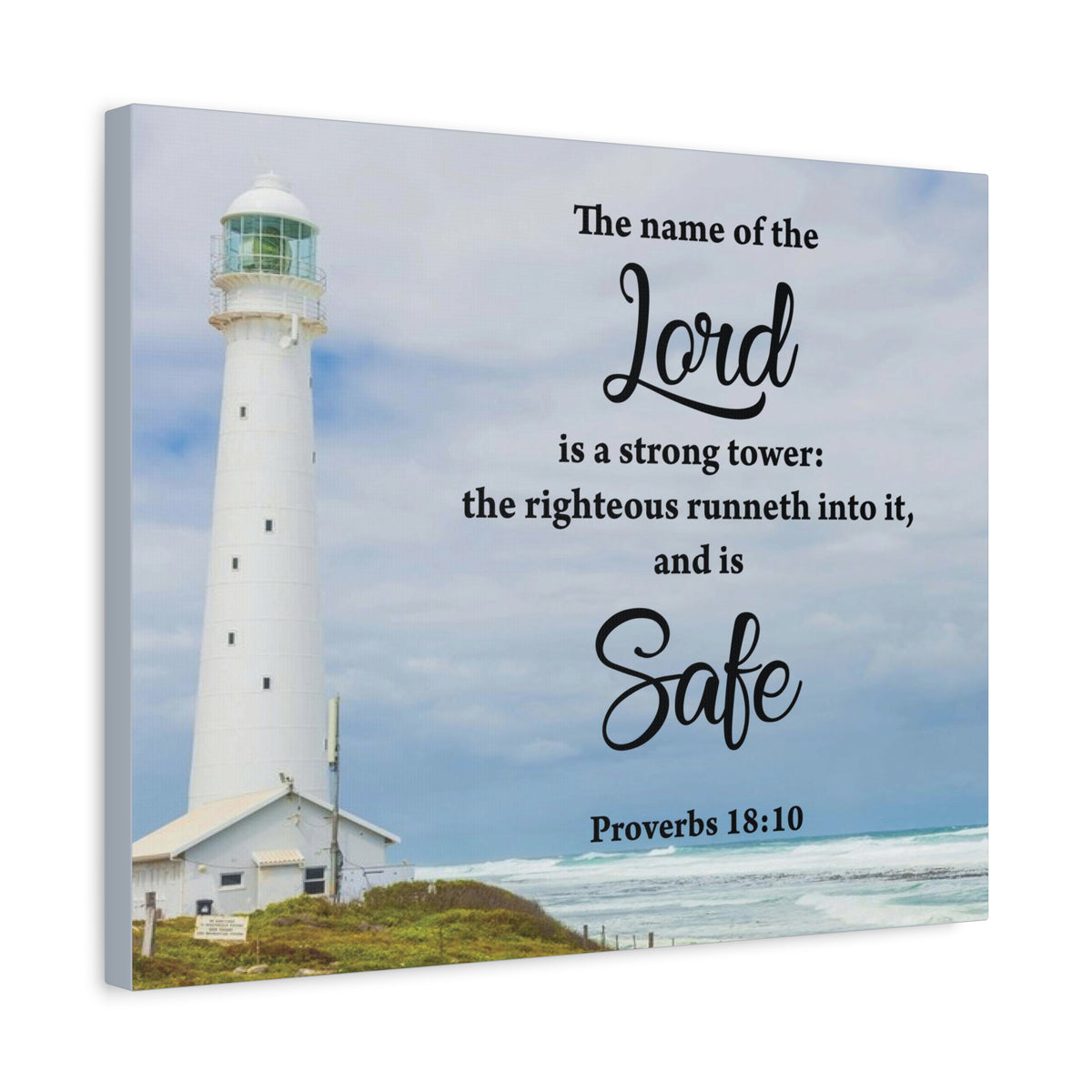 Scripture Canvas The Lord is Safe Proverbs 18:10 Christian Wall Art Bible Verse Print Ready to Hang