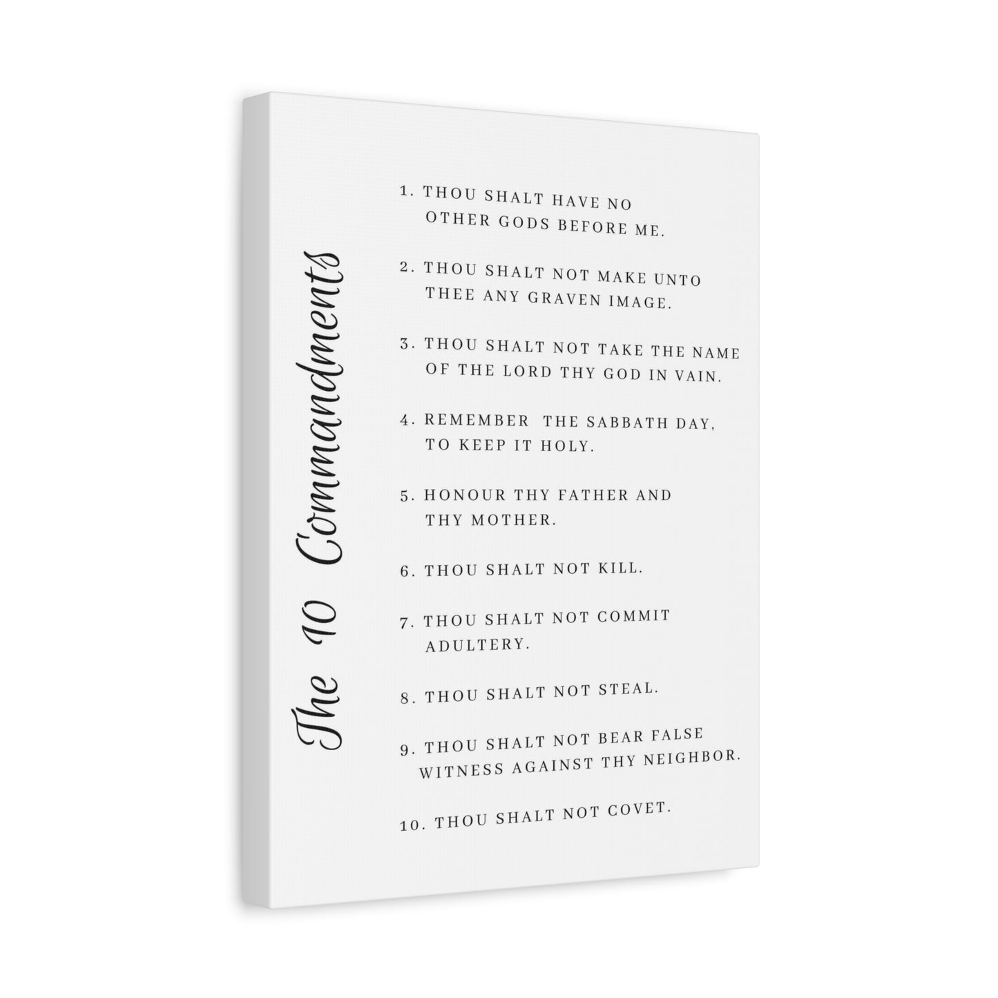 Scripture Canvas 10 Commandments White Side Christian Wall Art Print Ready to Hang