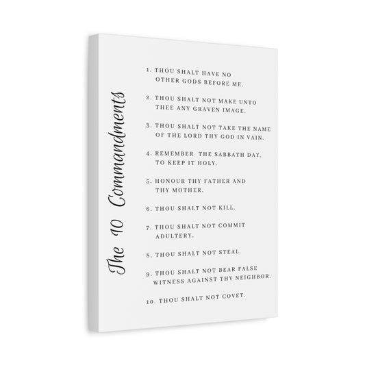 Scripture Canvas 10 Commandments White Side Christian Wall Art Print Ready to Hang