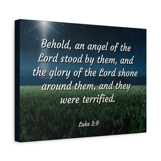 Scripture Canvas The Angel Luke 2:9 Christian Wall Art Bible Verse Print Ready to Hang