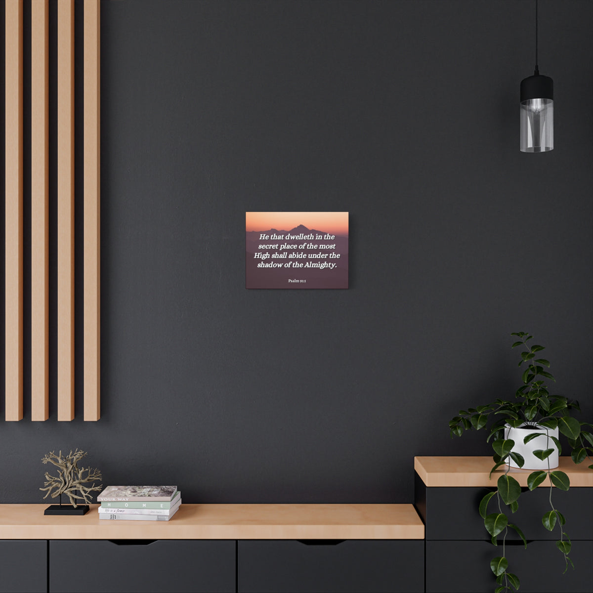 Scripture Canvas The Almighty Psalms 91:1 Christian Wall Art Bible Verse Print Ready to Hang