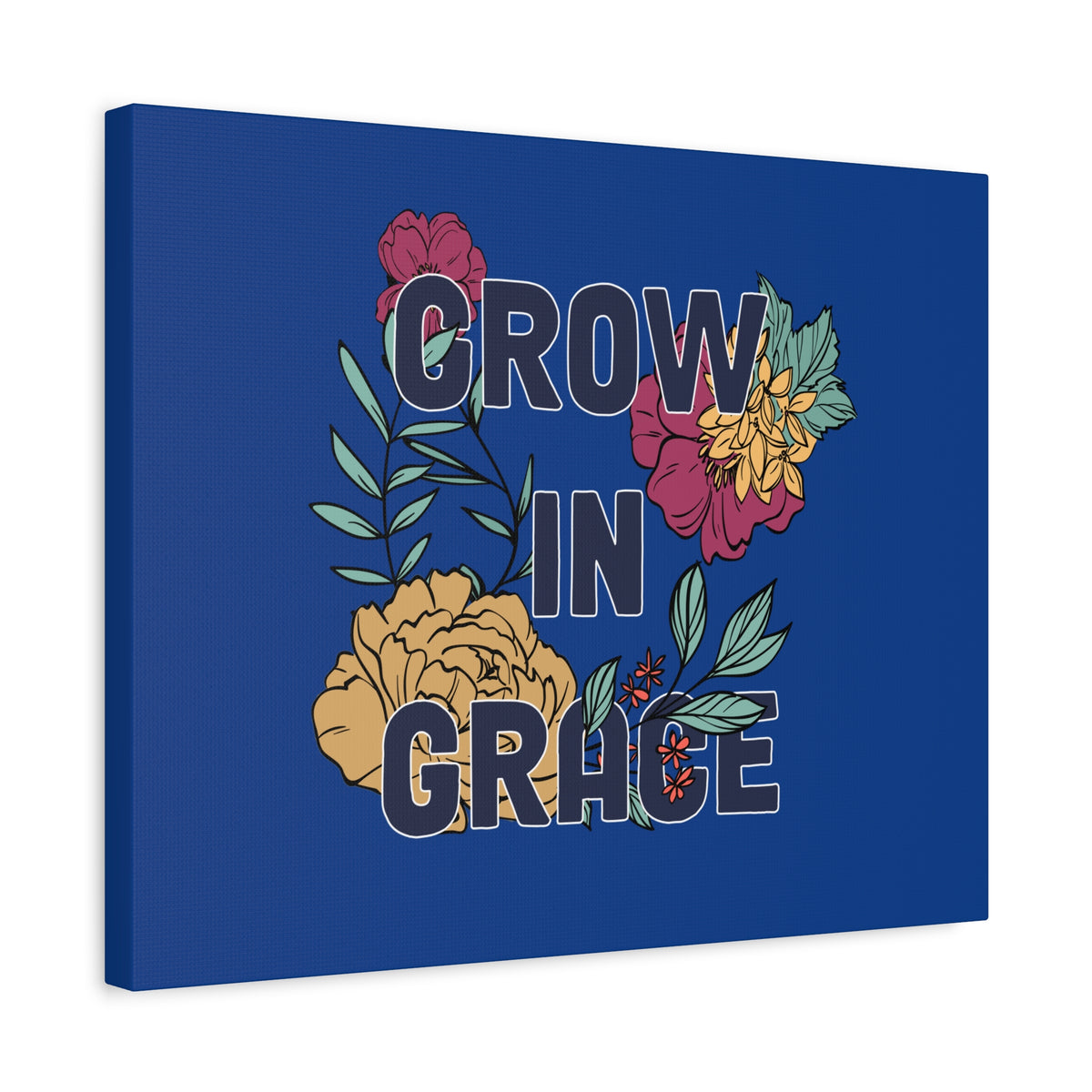 Scripture Canvas Grow In Grace 2 Peter 3:18 Yellow Flower Christian Wall Art Bible Verse Print Ready to Hang