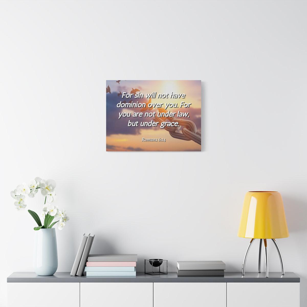 Scripture Canvas Grace Romans 6:14 Christian Wall Art Bible Verse Print Ready to Hang