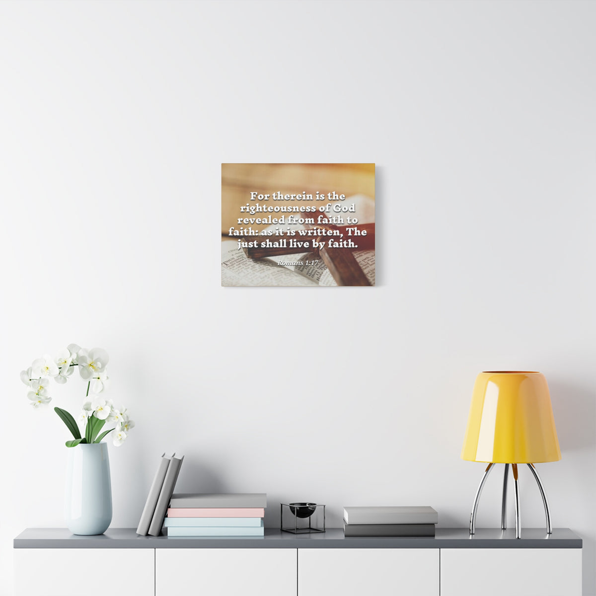 Scripture Canvas Live By Faith Romans 1:17 Christian Wall Art Bible Verse Print Ready to Hang