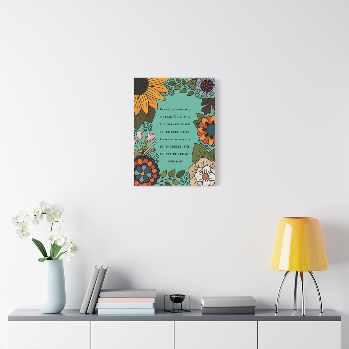 Scripture Canvas Peace I Live With You John 14:27 Christian Wall Art Bible Verse Print Ready to Hang