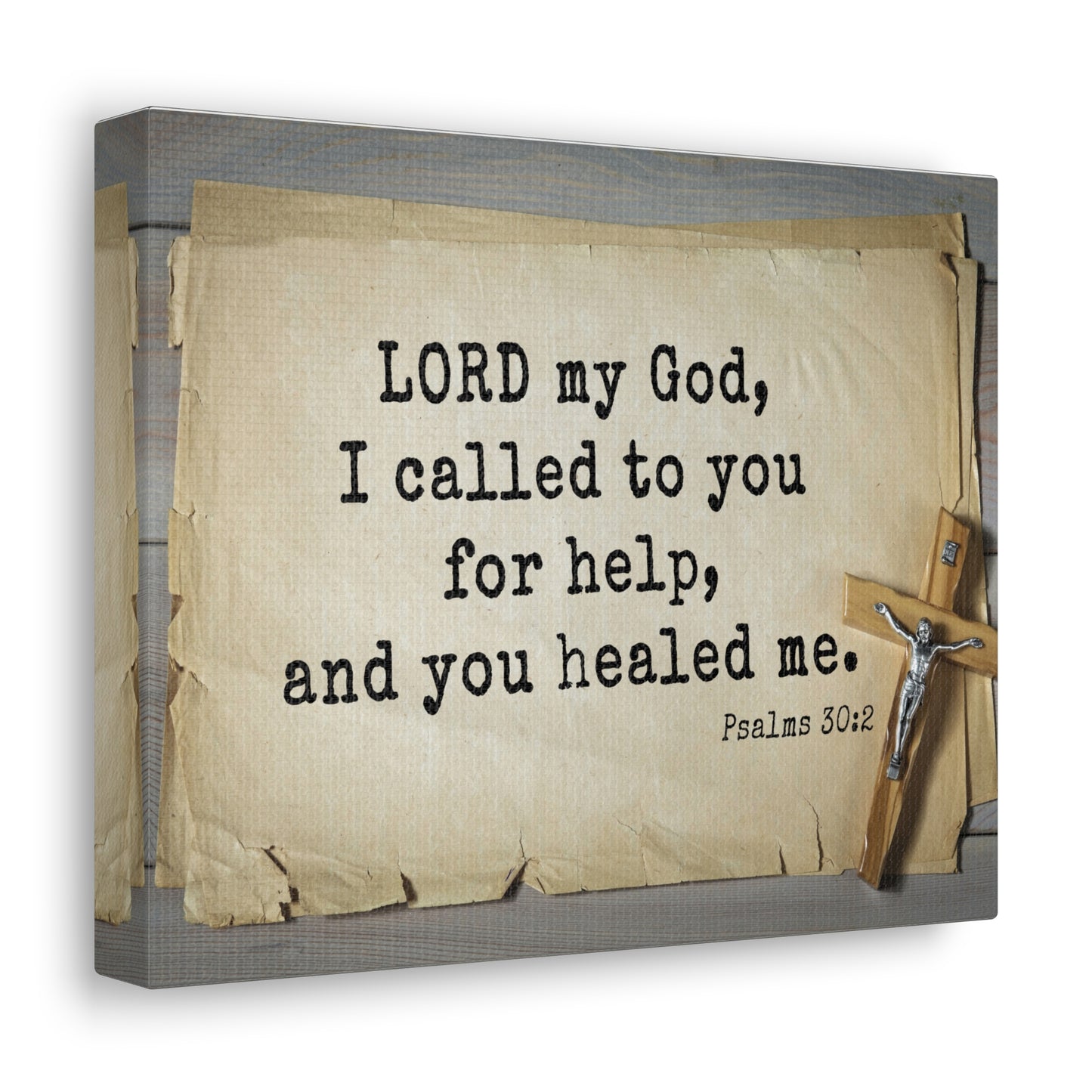 You Healed Me Psalms 30:2 Bible Verse Canvas Christian Wall Art Ready to Hang
