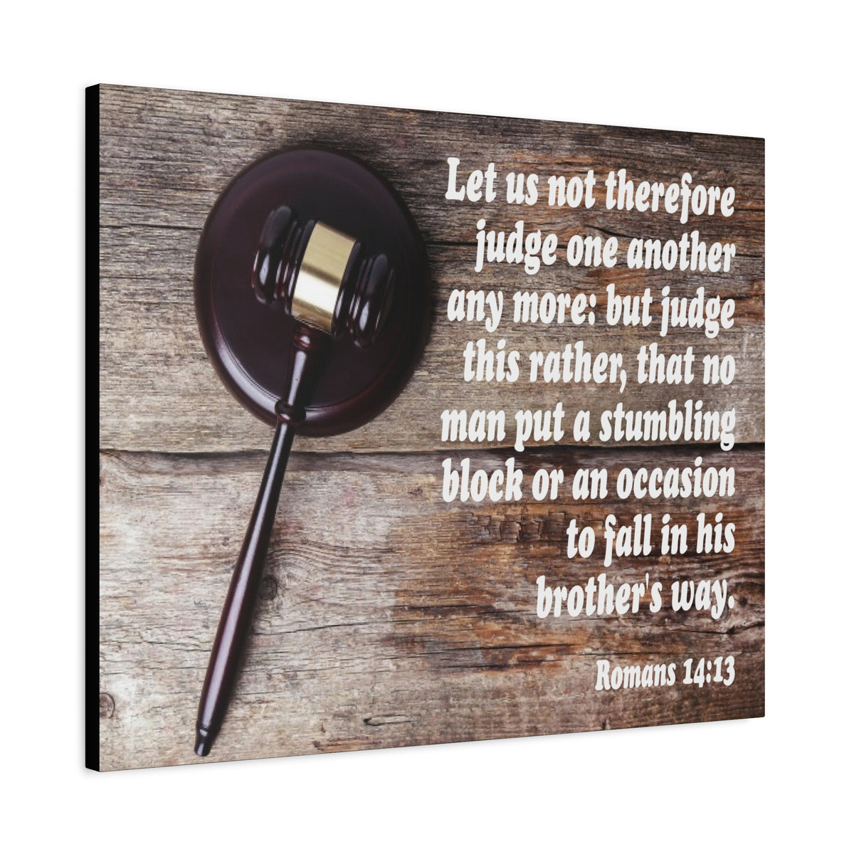 Scripture Canvas Not Judge One Another Romans 14:13 Christian Wall Art Bible Verse Print Ready to Hang