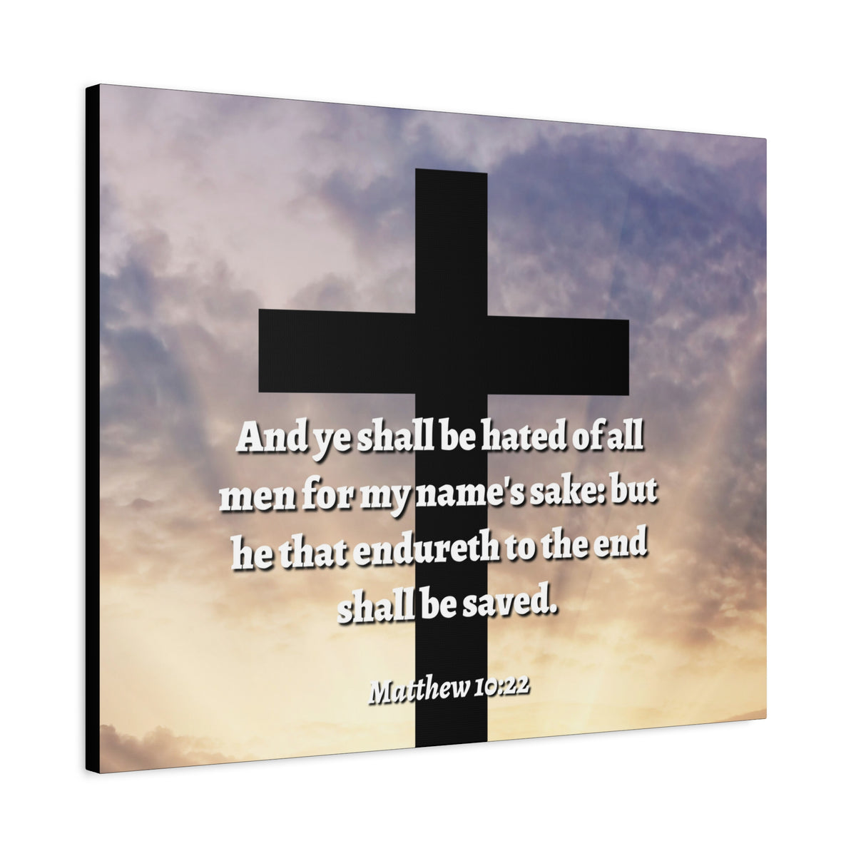 Scripture Canvas To The End Matthew 10:22 Christian Wall Art Bible Verse Print Ready to Hang