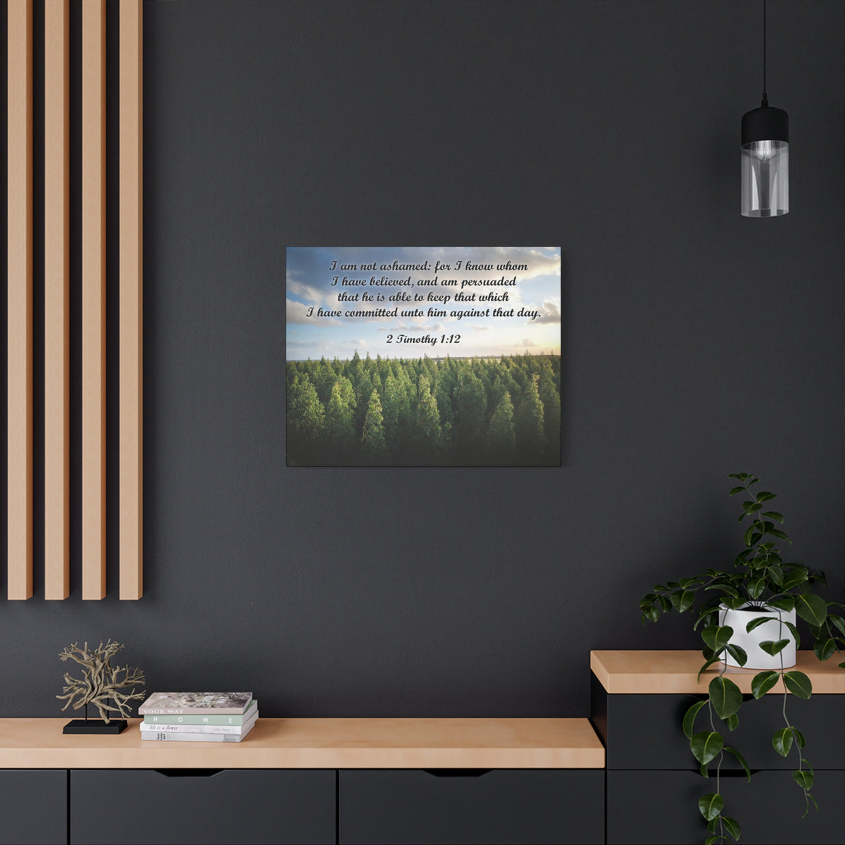 Scripture Canvas Not Ashamed 2 Timothy 1:12 Christian Wall Art Bible Verse Print Ready to Hang
