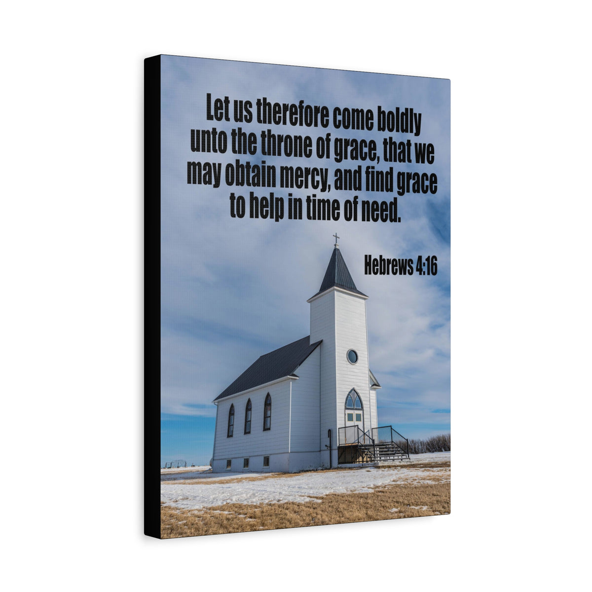 Scripture Canvas Throne of Grace Hebrews 4:16 Christian Wall Art Bible Verse Print Ready to Hang