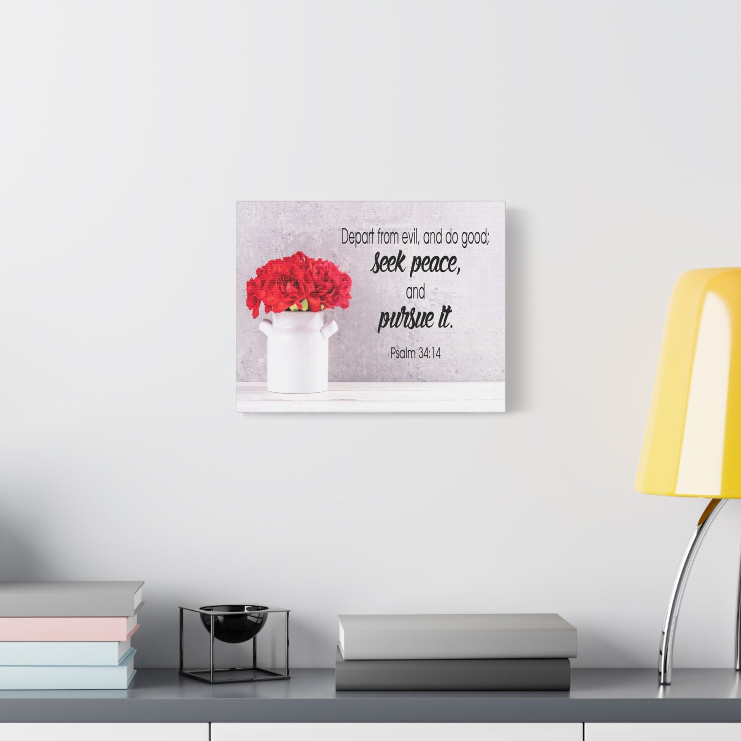 Scripture Canvas Seek Peace and Pursue It Psalm 34:14 Christian Wall Art Bible Verse Print Ready to Hang