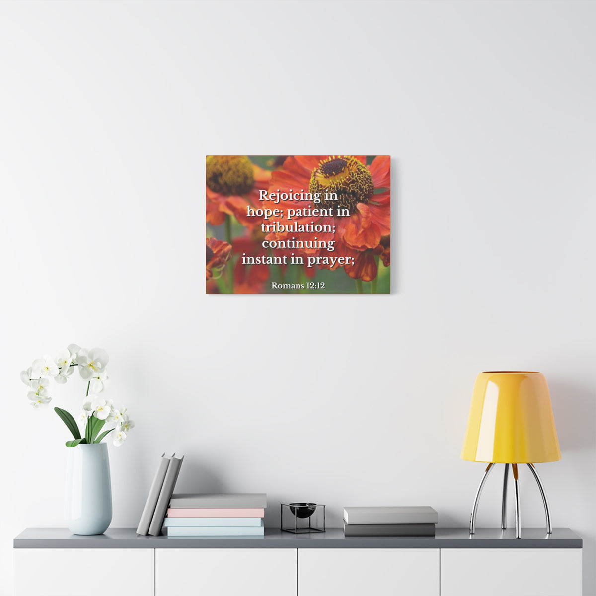 Scripture Canvas Rejoicing In Hope Romans 12:12 Christian Wall Art Bible Verse Print Ready to Hang