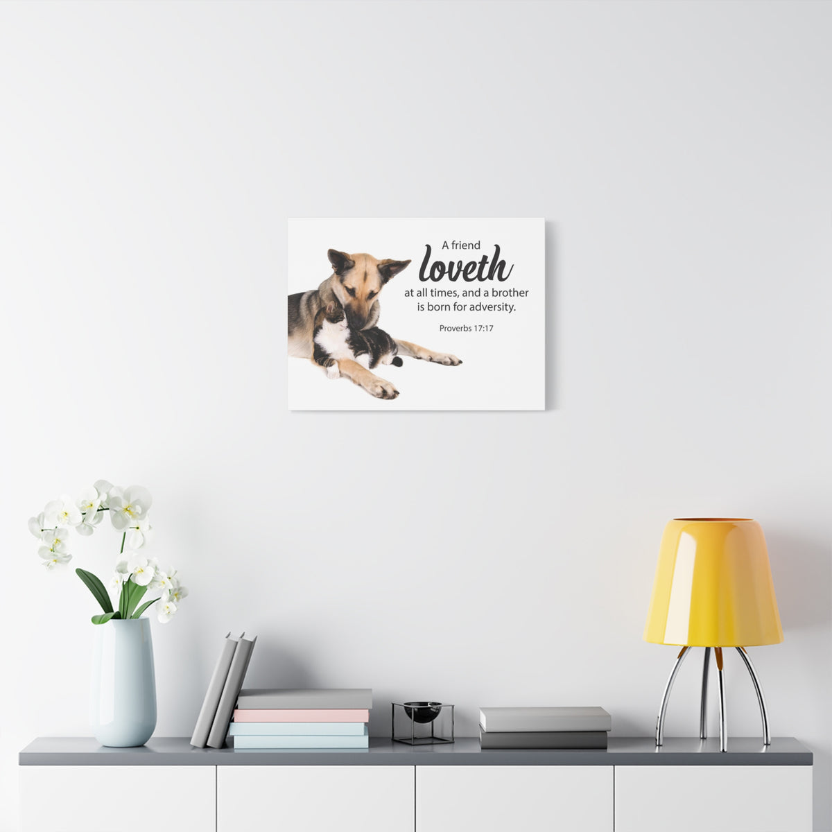 Scripture Canvas A Friend at All Times Proverbs 17:17 Christian Wall Art Bible Verse Print Ready to Hang