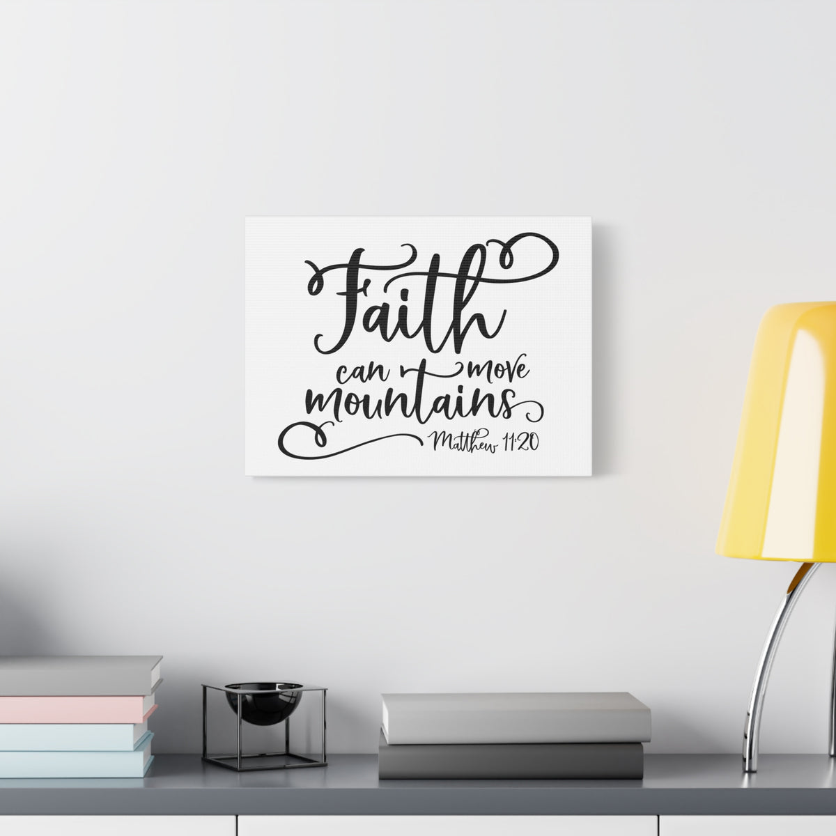 Scripture Canvas Faith Can Move Mountains Matthew 11:20 Christian Wall Art Bible Verse Print Ready to Hang