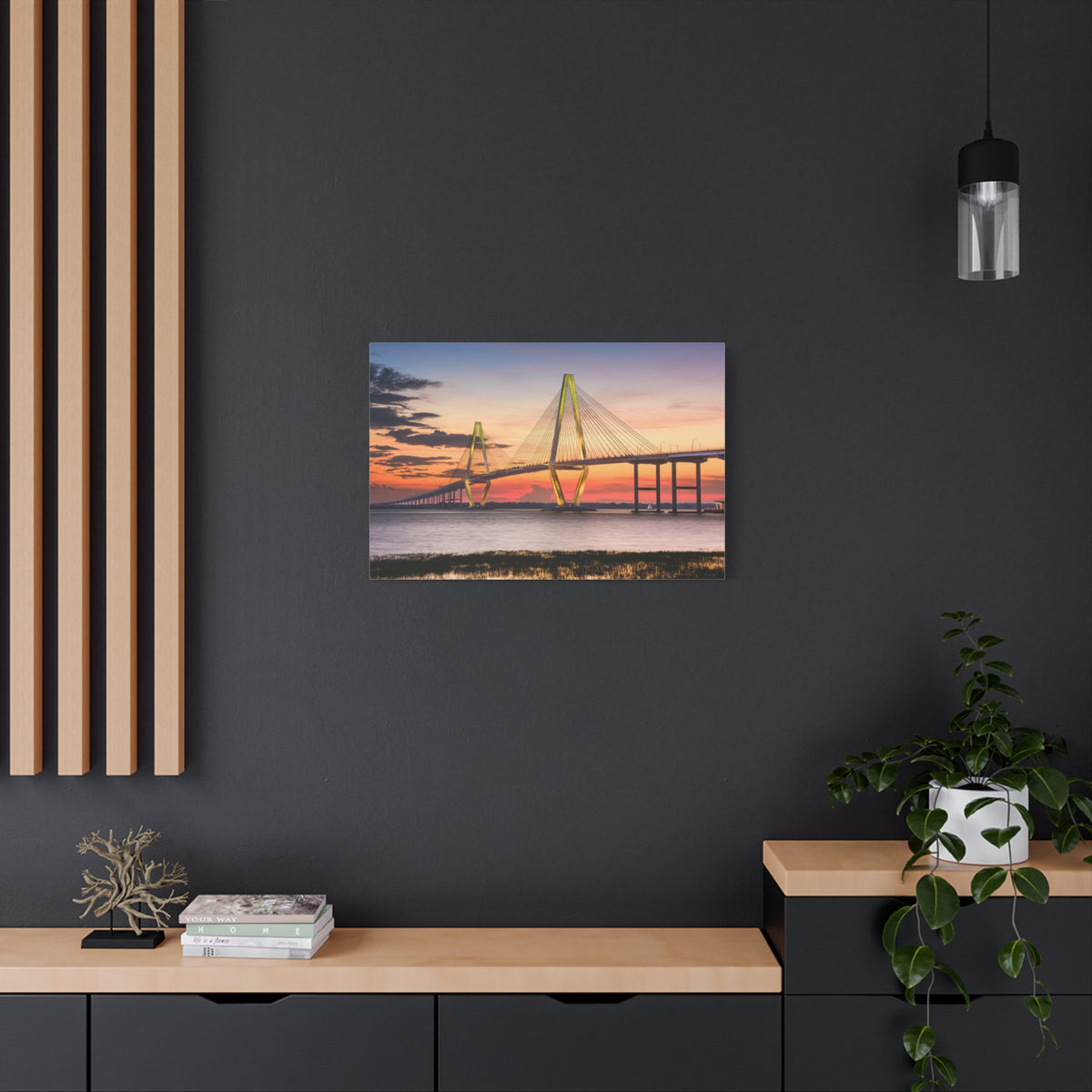 Jr Cooper River Bridge Charleston South Carolina Nature Wilderness Photography Canvas Wall Art for Home Decor Ready-to-Hang