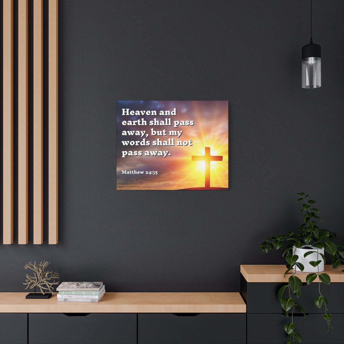 Scripture Canvas My Words Matthew 24:35 Christian Wall Art Bible Verse Print Ready to Hang