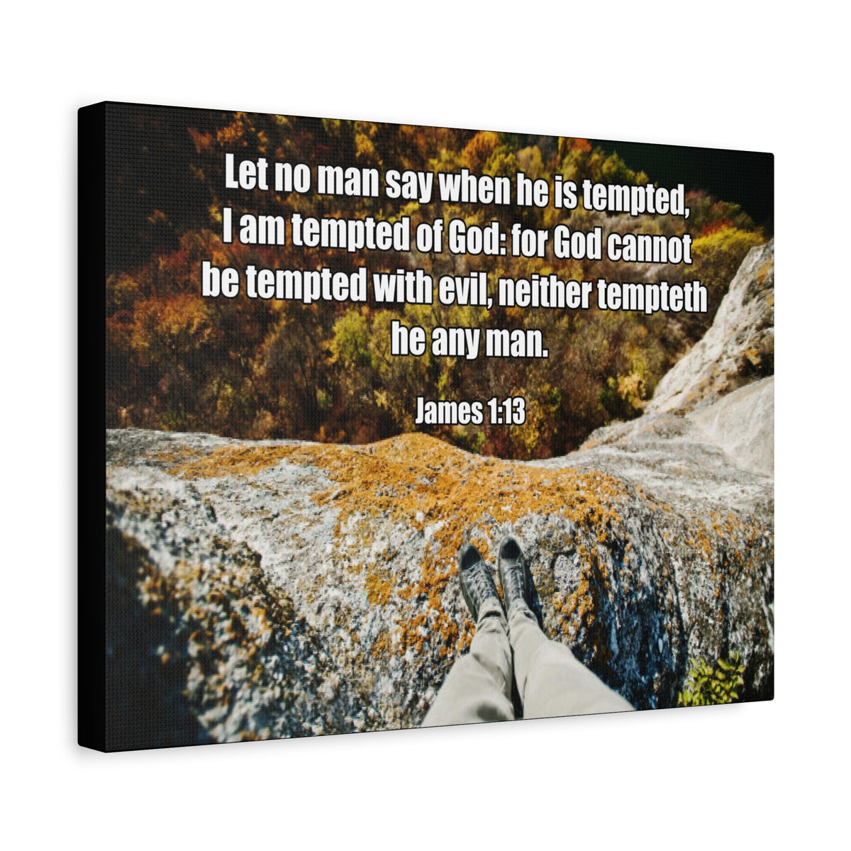 Scripture Canvas God Cannot Be Tempted James 1:13 Christian Wall Art Bible Verse Print Ready to Hang