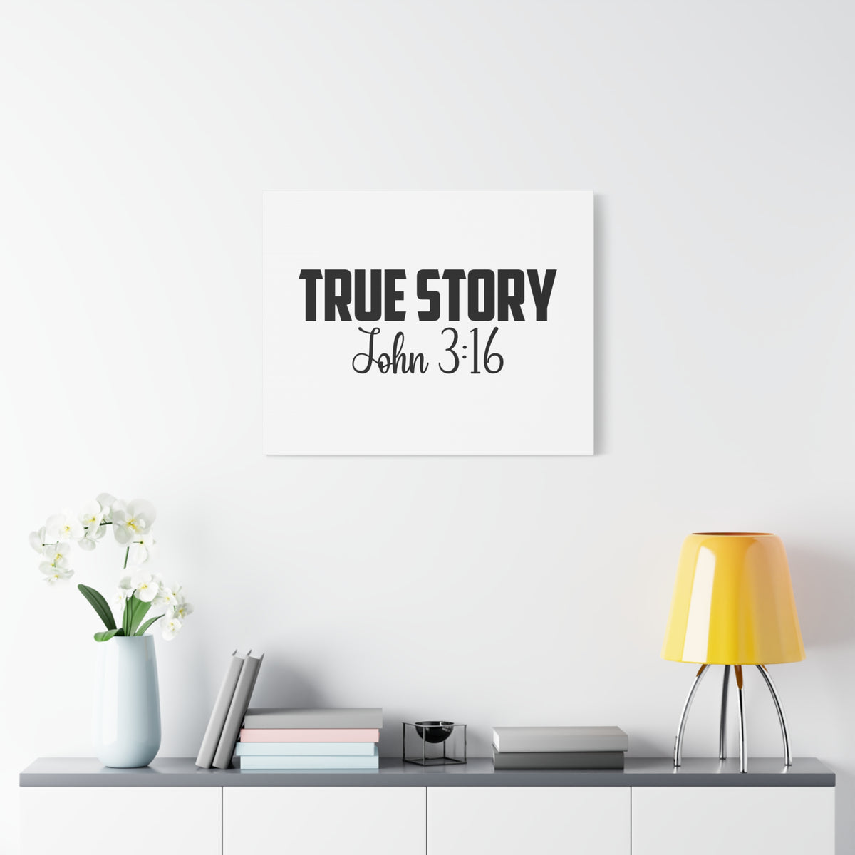 Scripture Canvas True Story John 3:16 Christian Wall Art Bible Verse Print Ready to Hang
