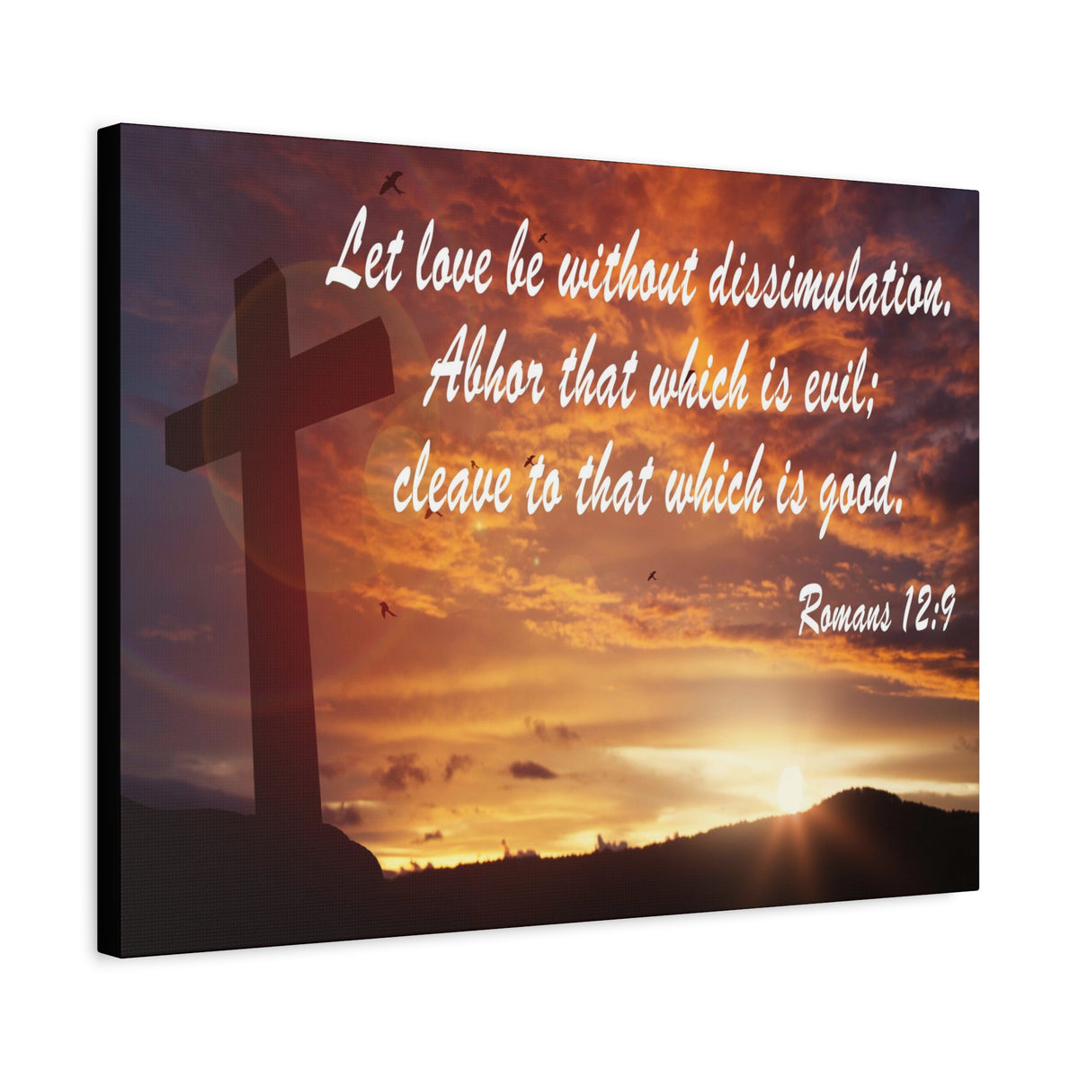 Scripture Canvas Love Without Dissimulation Romans 12:9 Christian Wall Art Bible Verse Print Ready to Hang