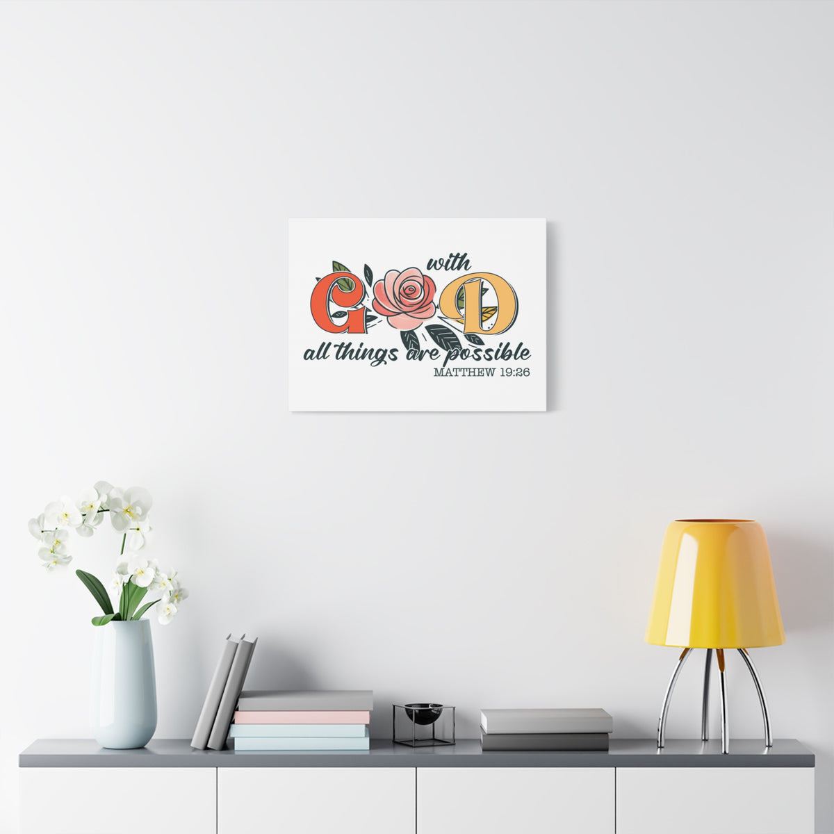 Scripture Walls All Things are Possible Matthew 19:26 Bible Verse Canvas Christian Wall Art Ready to Hang Unframed