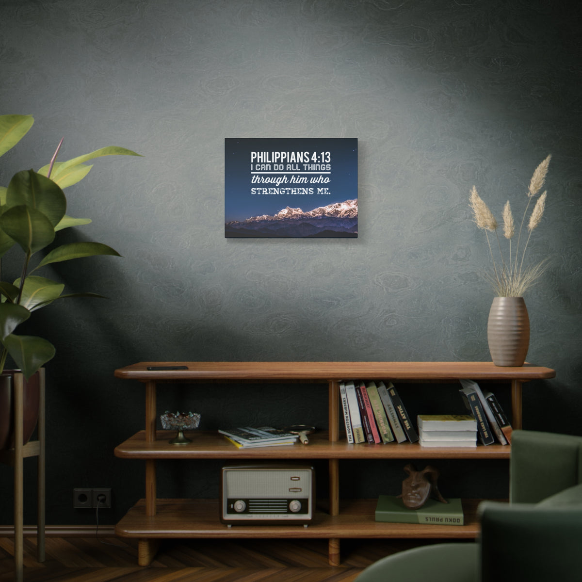 Scripture Canvas Strengthens Philippians 4:13 Blue Sky Christian Wall Art Bible Verse Print Ready to Hang