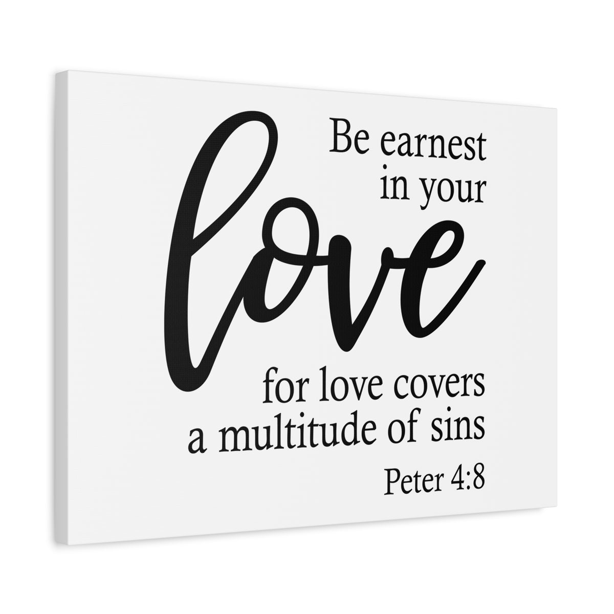 Scripture Canvas Love For Love Peter 4:8 Christian Wall Art Bible Verse Print Ready to Hang