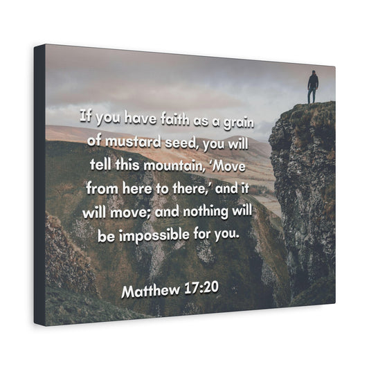 Scripture Canvas Faith Matthew 17:20 Christian Wall Art Bible Verse Print Ready to Hang